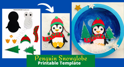 PENGUIN Snow Globe Printable template| DIGITAL ONLY