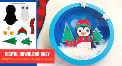 PENGUIN Snow Globe Printable template| DIGITAL ONLY