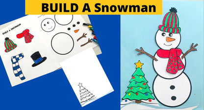 Build a Snowman Worksheet| winter activity For Kids| Snowman coloring sheet| Christmas activity printable template