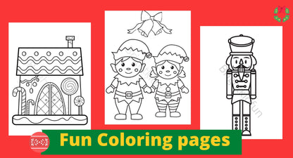 10 Fun Christmas coloring pages| Christmas Kids Coloring Book | Instant Download!