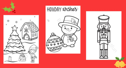 10 Fun Christmas coloring pages| Christmas Kids Coloring Book | Instant Download!