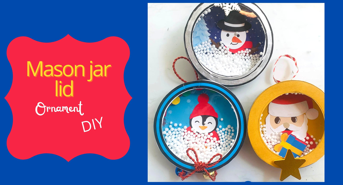 Ornament Mason Jar Lid PRINTABLE TEMPLATE| Christmas activity| Christmas crafts