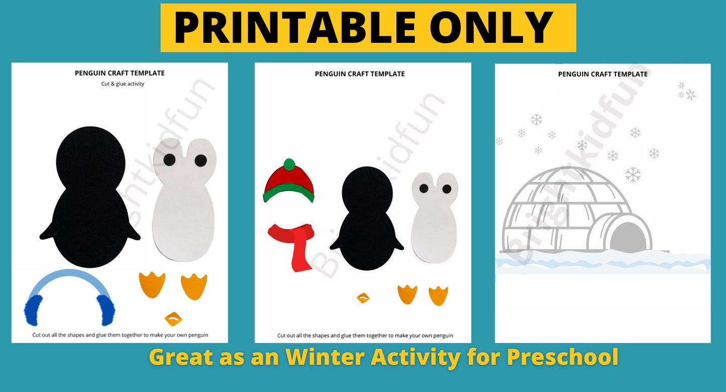 PRINTABLE Winter Penguin Craft For Kids| DIGITAL ONLY