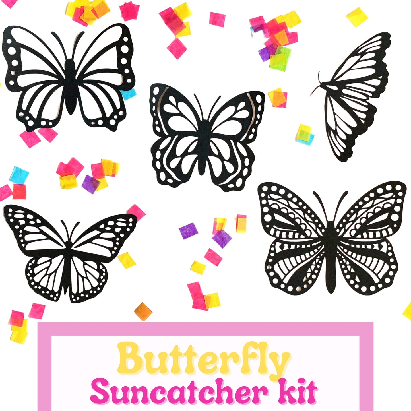 Butterfly Suncatcher KIT SET| Kids Craft Kit| Tissue paper Crafts| Gift For Kids| Stained Glass Craft  | Kids Activity Homeschool