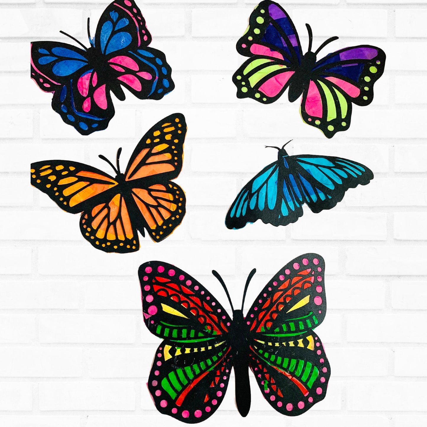 Butterfly Suncatcher KIT SET| Kids Craft Kit| Tissue paper Crafts| Gift For Kids| Stained Glass Craft  | Kids Activity Homeschool