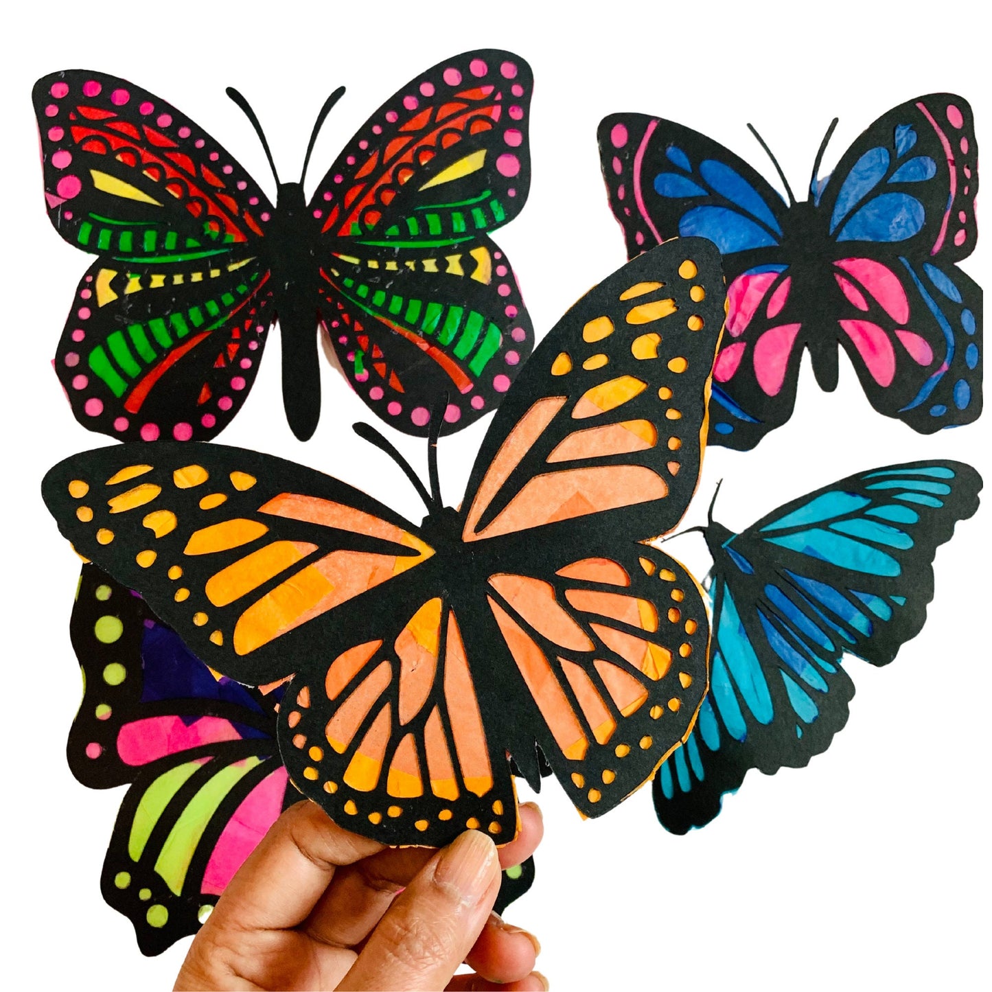 Butterfly Suncatcher KIT SET| Kids Craft Kit| Tissue paper Crafts| Gift For Kids| Stained Glass Craft  | Kids Activity Homeschool