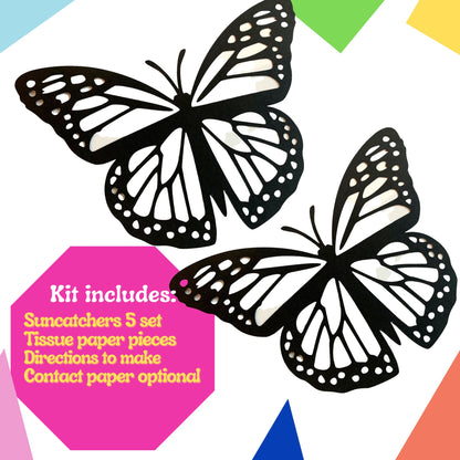 Butterfly Suncatcher KIT SET| Kids Craft Kit| Tissue paper Crafts| Gift For Kids| Stained Glass Craft  | Kids Activity Homeschool