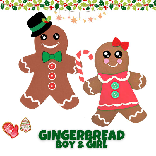 Gingerbread Boy and Girl Craft Printable Templates| Winter crafts| Christmas craft Kids paper craft| Toddler Preschool craft|Christmas craft