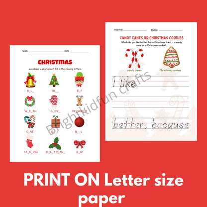 Christmas Activity Pages For Kids| Christmas Activities Printable| Christmas Activity Sheets| Holiday Activities for Kids