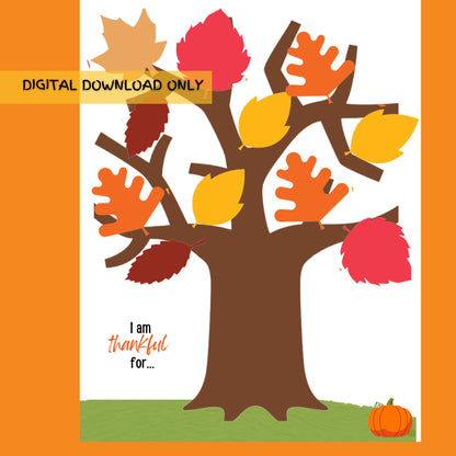 Thankful Tree Printable| Gratitude tree| Fall Kids Classroom Activity|Thanksgiving Gratitude Activity | Kids Thanksgiving Activity