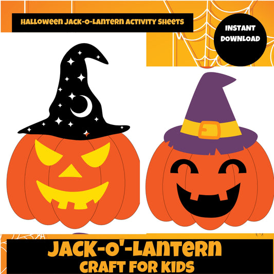 Halloween Jack-O'-Lantern Activity Sheets| Build your own Jack-O'-Lantern| Pumpkin craft for Kids