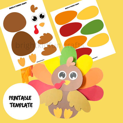 Build a Turkey Printable Craft For Kids| Thanksgiving Fall activity|