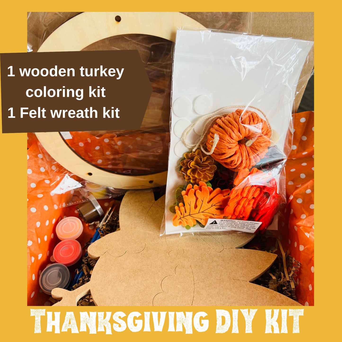 Thanksgiving Craft Kit| Fall wreath DIY kit| Thankful Turkey Painting Kit| Fall Craft Kit|  Turkey DIY Paint Kit | Thanksgiving Kit