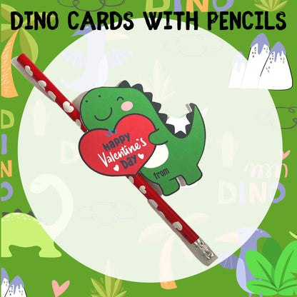 Dino-mite Valentine: Adorable Card with Pencil Attached| Fun Valentine's Day Card\|Valentine classroom party