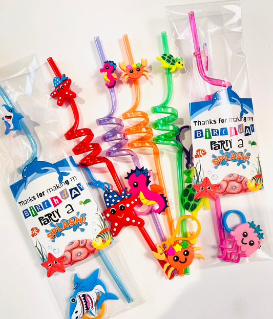 Under the Sea theme Party Favors| Under the Sea reusable straws and a Keychain set