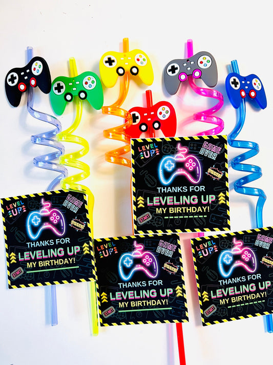 Video Game Party Favors/ Reusable Straws gifts/ Gaming Party gifts