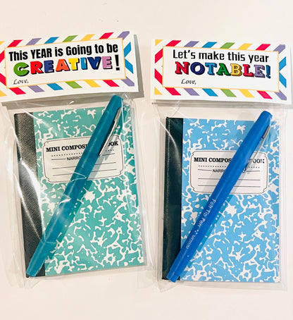 Back to school Favors for kids. Mini Notepad and pen favors