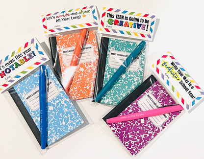 Back to school Favors for kids. Mini Notepad and pen favors