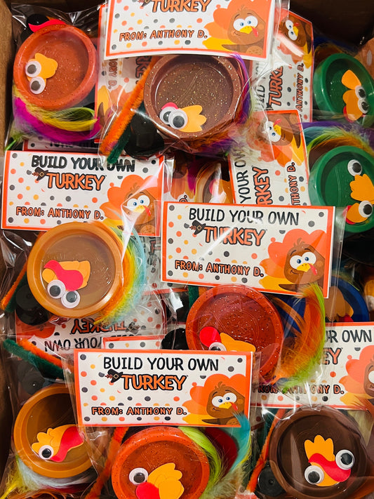 BUILD your own Turkey/ playdoh favors/ Thanksgiving class gifts